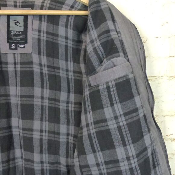 Rip Curl Jacket Mens S Gray Zip Insulated Inner Flannel Lining Surf Skate 90s - Picture 12 of 13